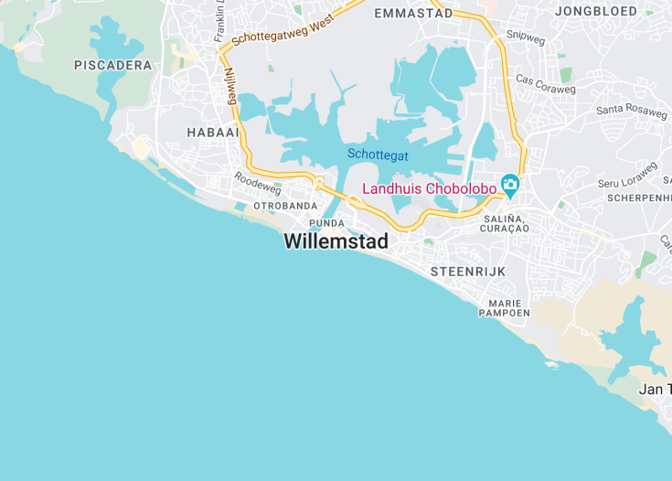 Map of Willemstad, Curaçao (Netherlands)