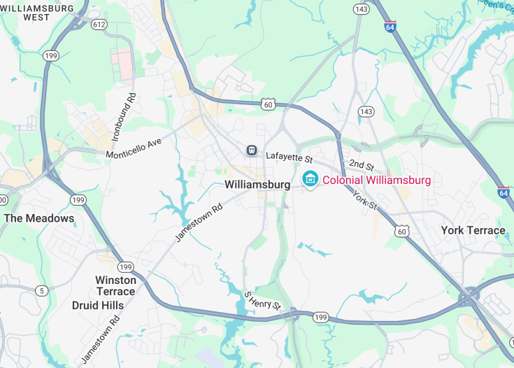 Map of Williamsburg, Virginia (USA)