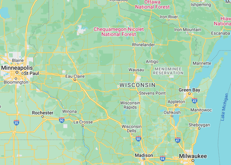 Map of Wisconsin (USA), 