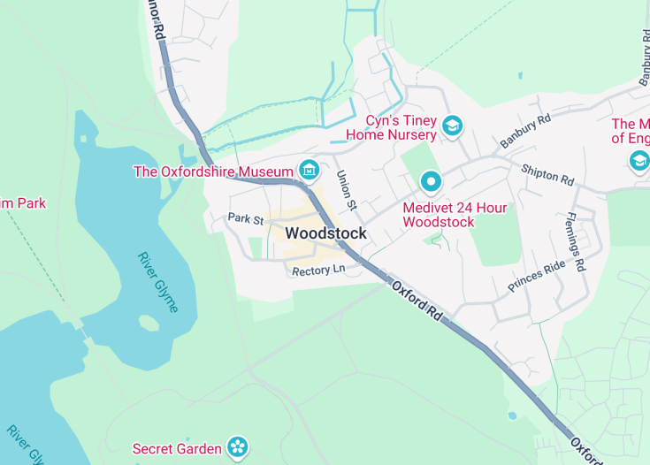 Map of Woodstock, England (United Kingdom)