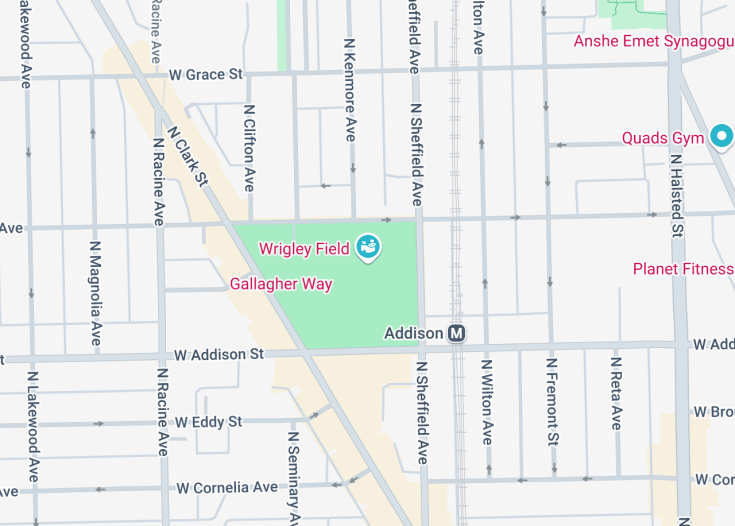 Map of Wrigley Field, Chicago