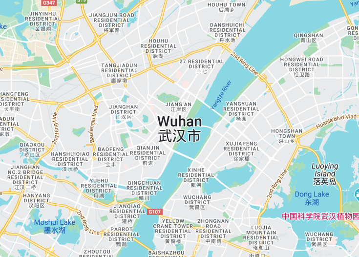 Map of Wuhan, China