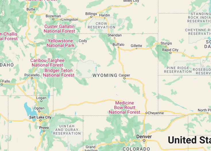 Map of Wyoming (USA), 