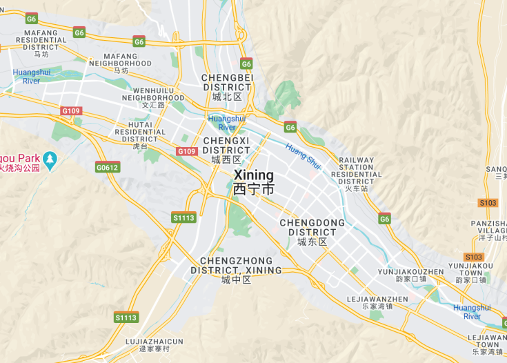 Map of Xining, China