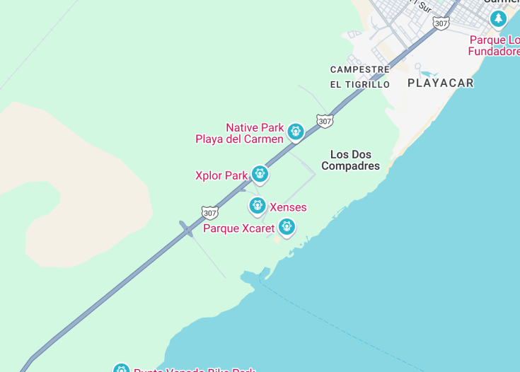 Map of Xplor Adventure Park, Playa Del Carmen