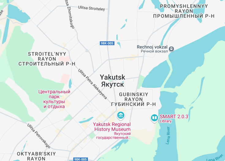 Map of Yakutsk, Russia