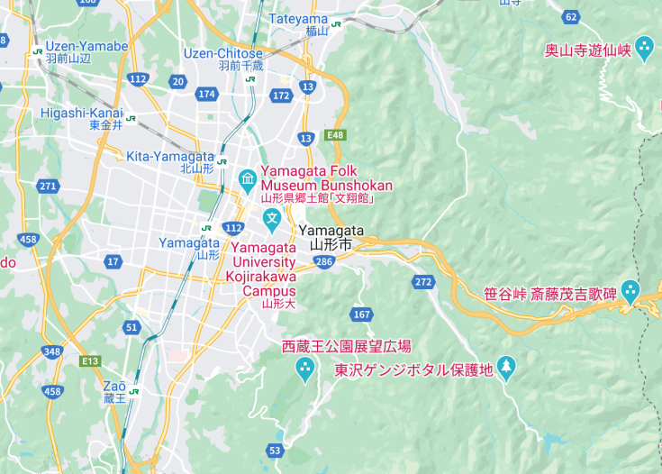 Map of Yamagata, Japan