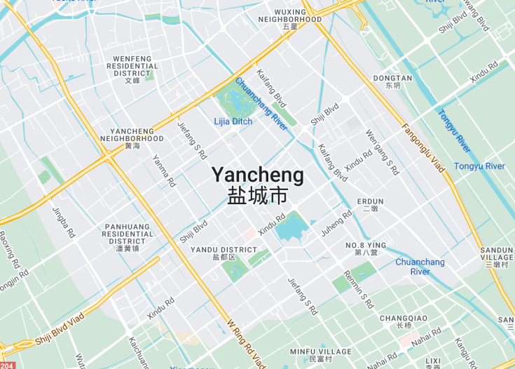 Map of Yancheng, China