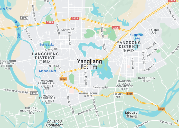 Map of Yangjiang, China