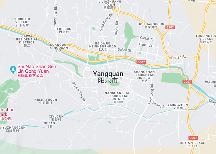 Map of Yangquan, China