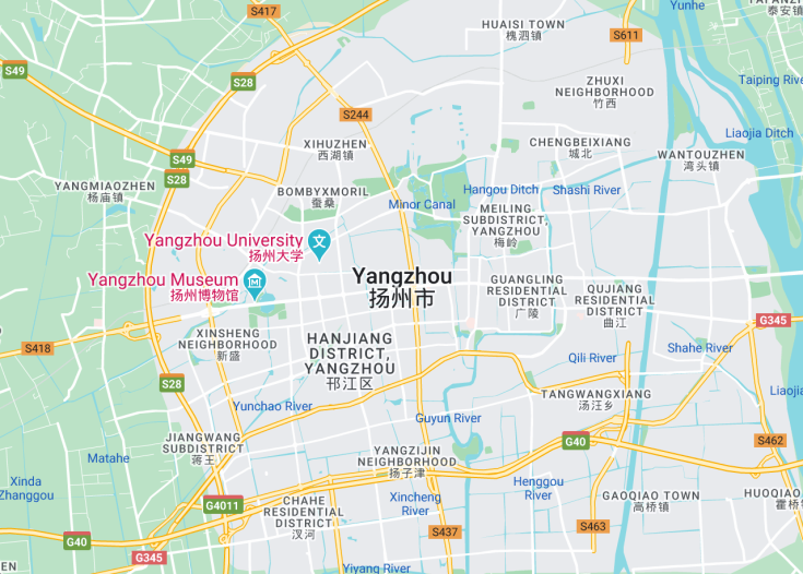 Map of Yangzhou, China