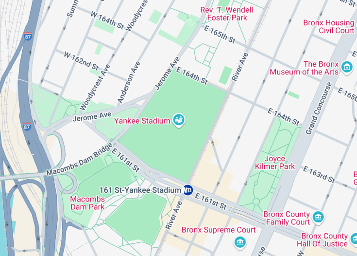 Map of Yankee Stadium, The Bronx (New York City)