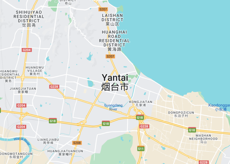 Map of Yantai, China