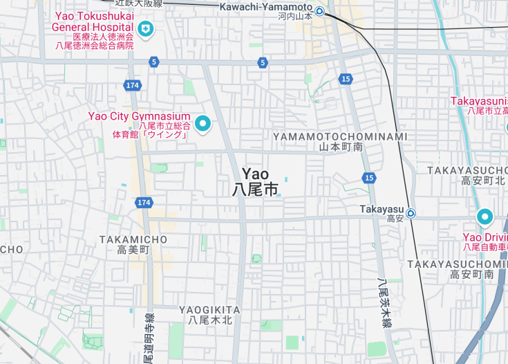 Map of Yao, Japan