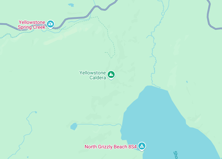 Map of Yellowstone Caldera, Yellowstone National Park