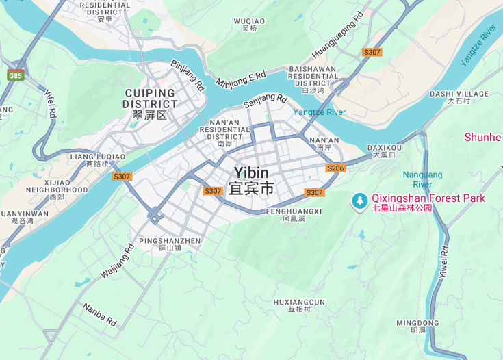 Map of Yibin, China