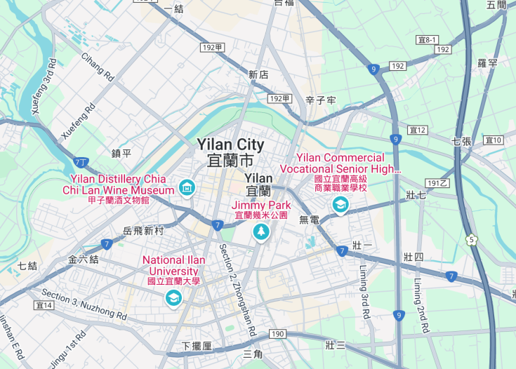 Map of Yilan, Taiwan