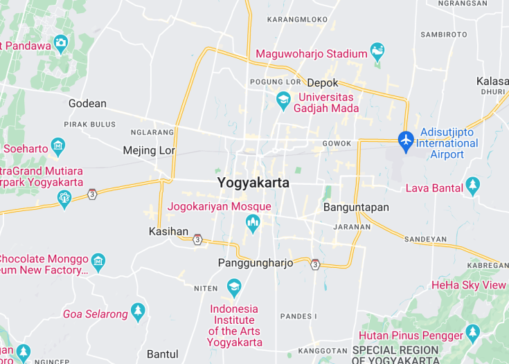 Map of Yogyakarta, Indonesia