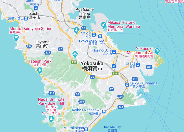 Map of Yokosuka, Japan