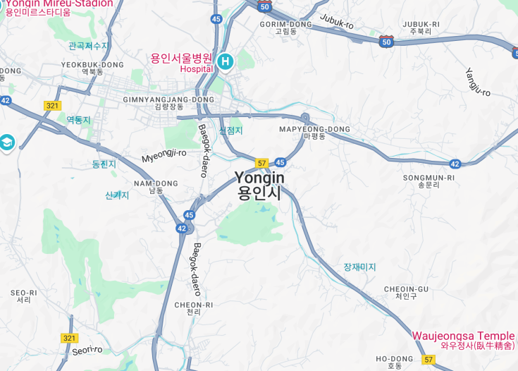 Map of Yongin, South Korea