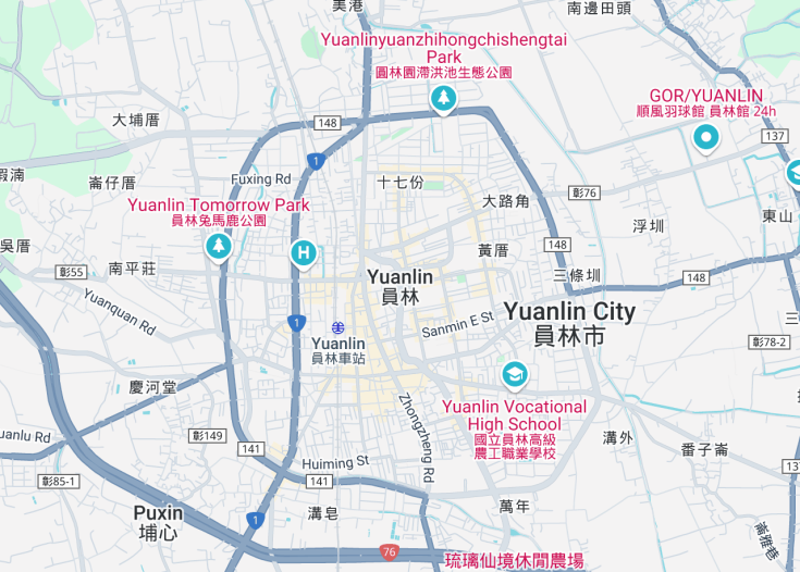 Map of Yuanlin, Taiwan