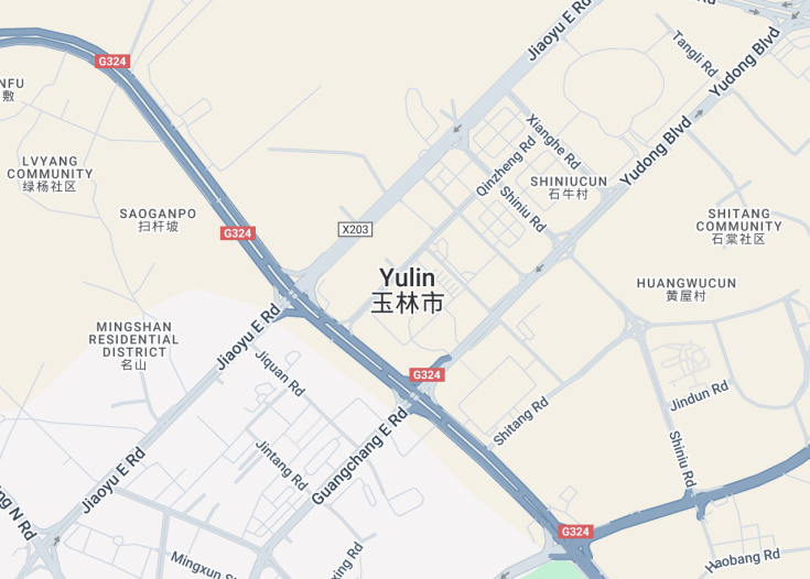 Map of Yulin, China