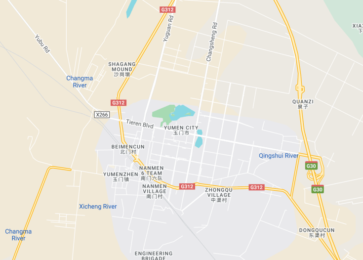 Map of Yumen City, China