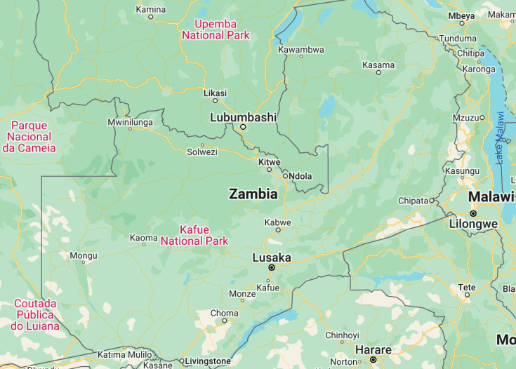 Map of Zambia, 