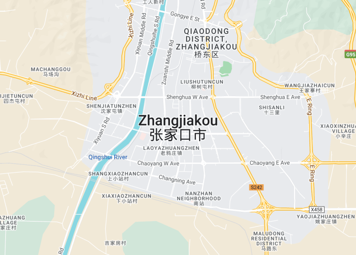 Map of Zhangjiakou, China