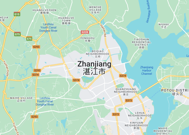 Map of Zhanjiang, China