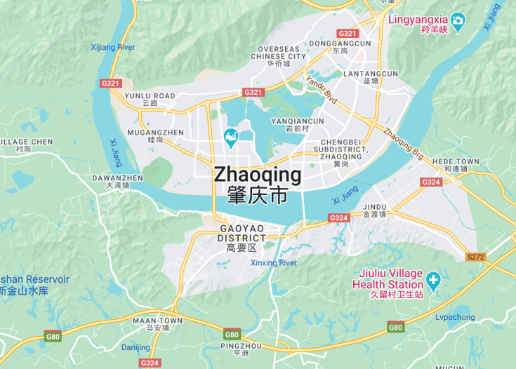 Map of Zhaoqing, China