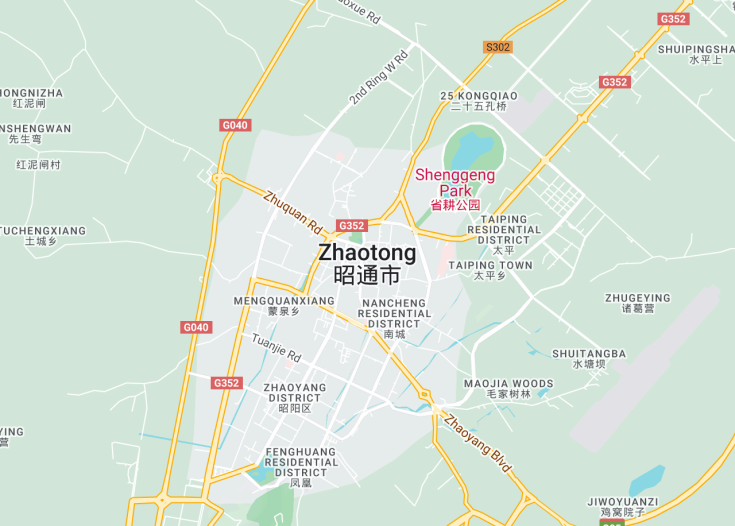 Map of Zhaotong, China