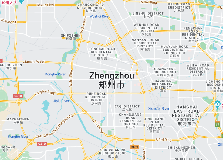 Map of Zhengzhou, China