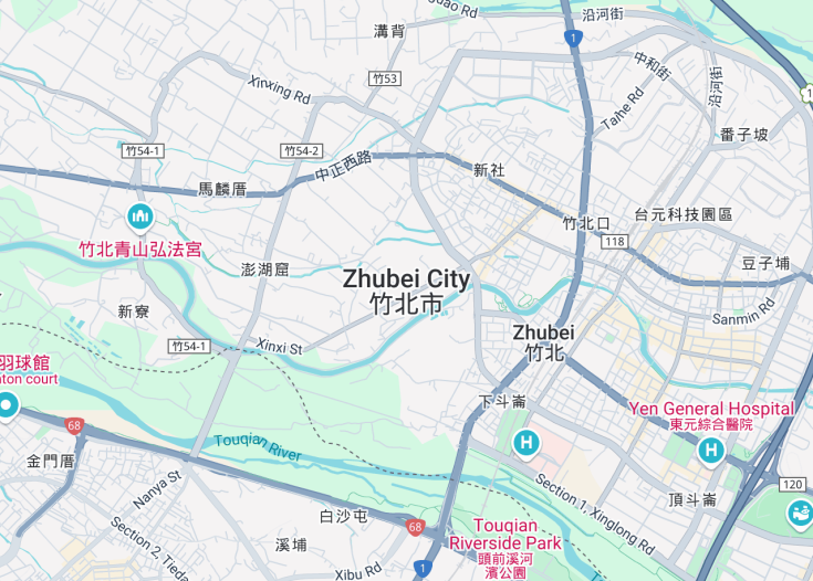 Map of Zhubei, Taiwan