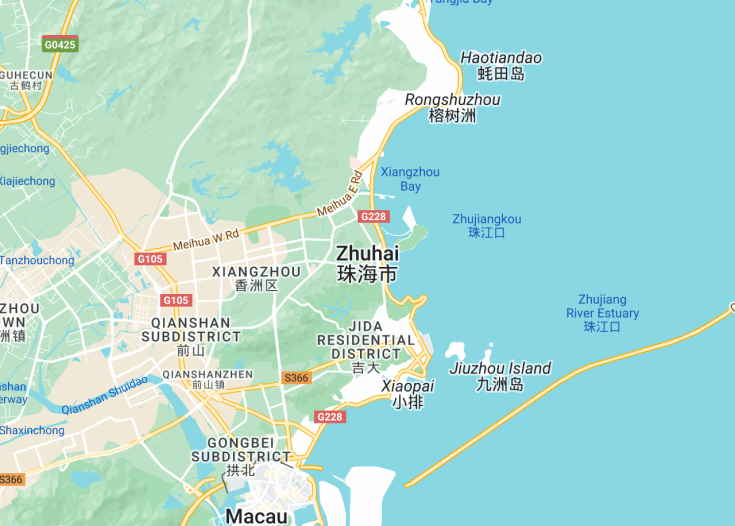 Map of Zhuhai, China