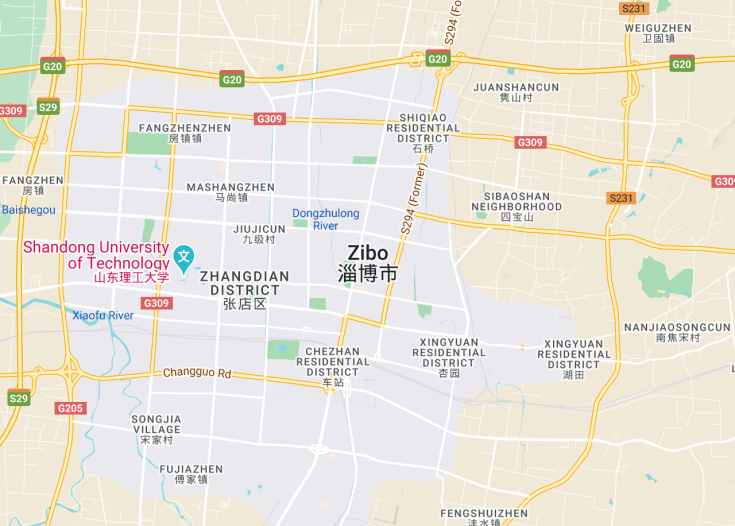 Map of Zibo, China