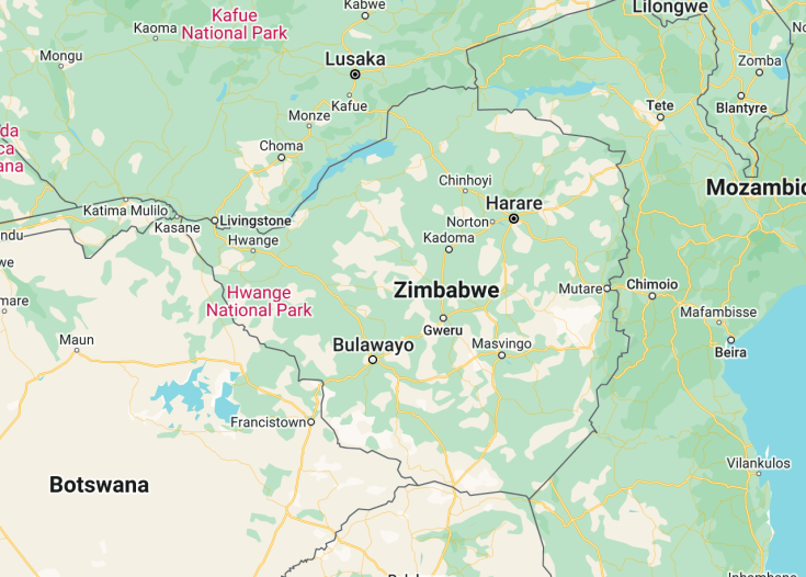 Map of Zimbabwe, 