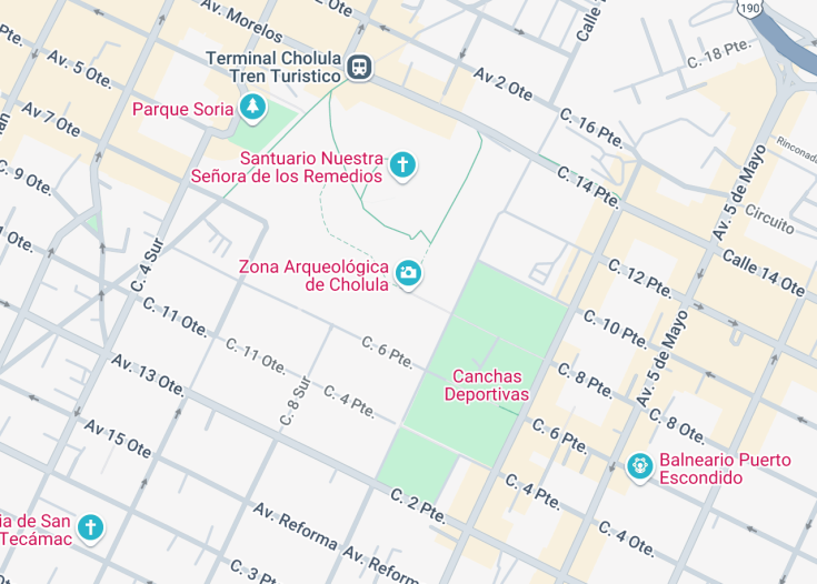 Map of Zona Arqueológica de Cholula, San Andrés Cholula