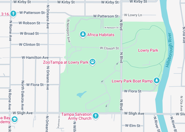 Map of ZooTampa at Lowry Park, Tampa