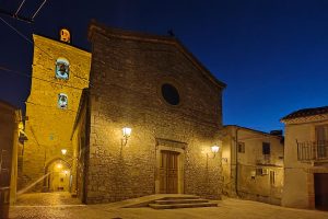 San Giovanni Battista church by night in Motta Montecorvino